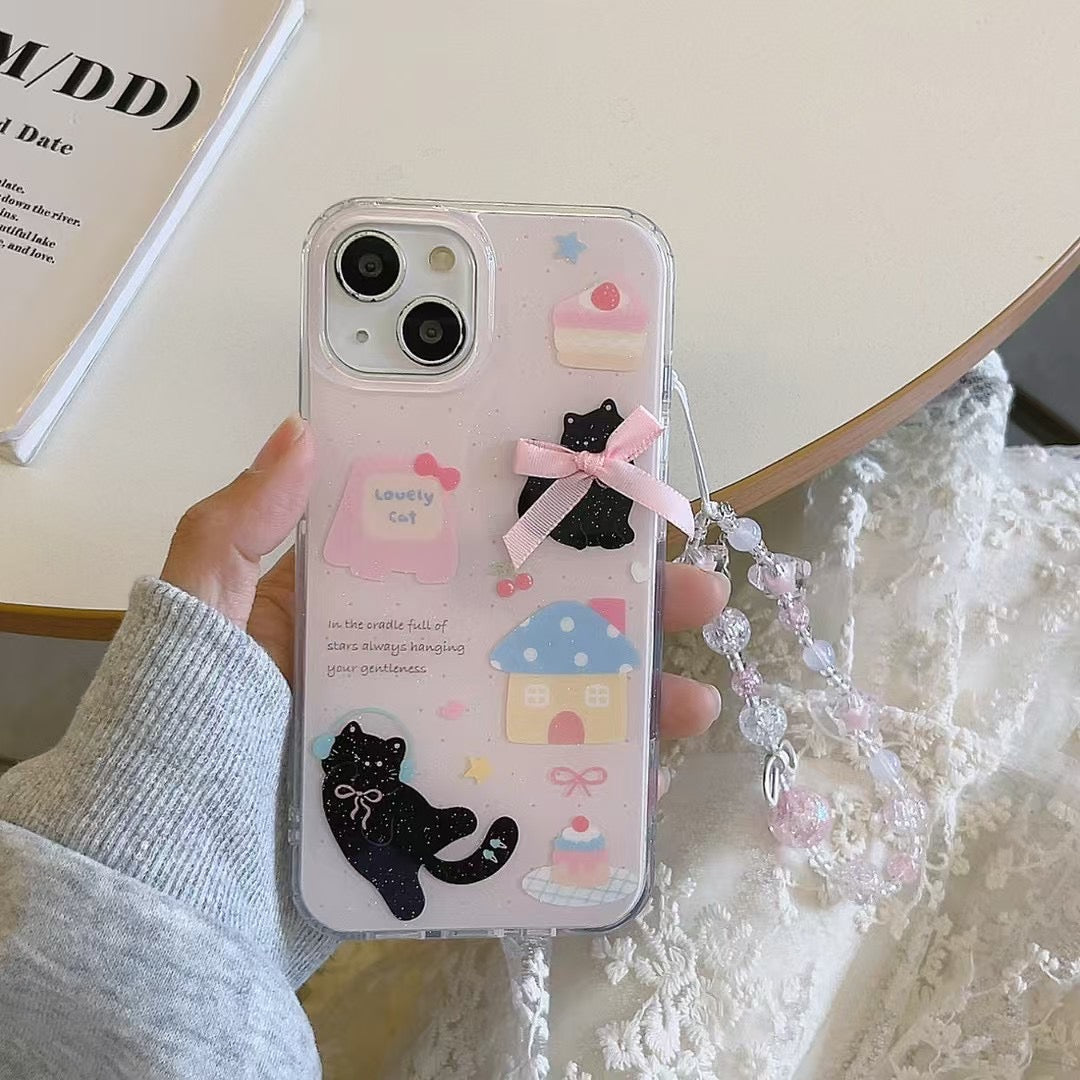 Kitten With Bow Silicon Case For iPhone With Cute Charm
