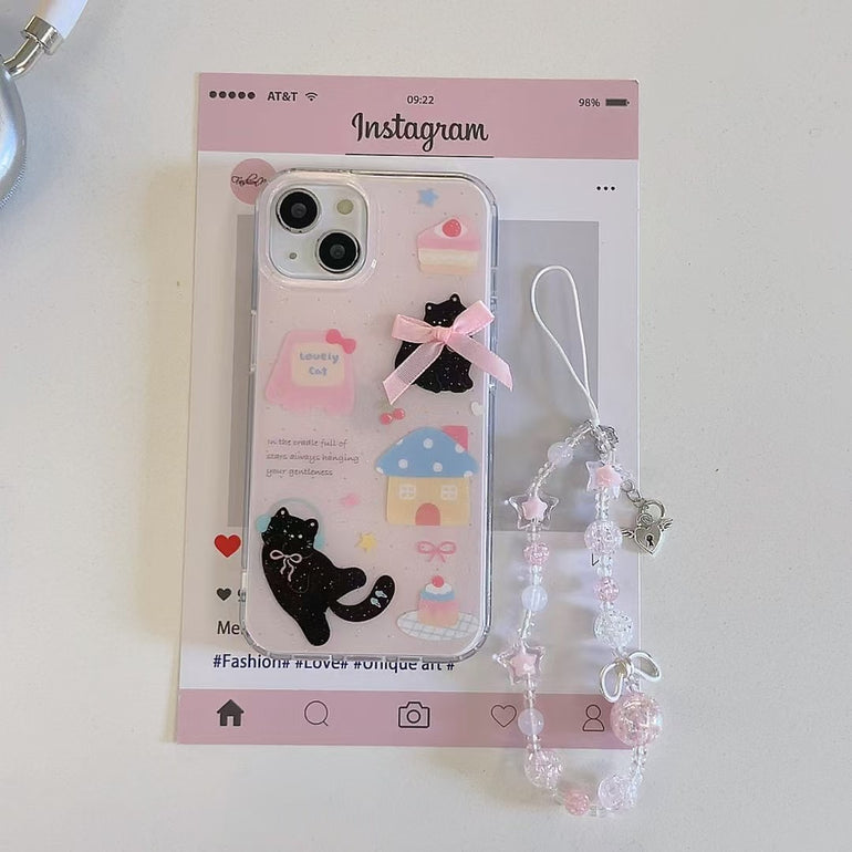 Kitten With Bow Silicon Case For iPhone With Cute Charm