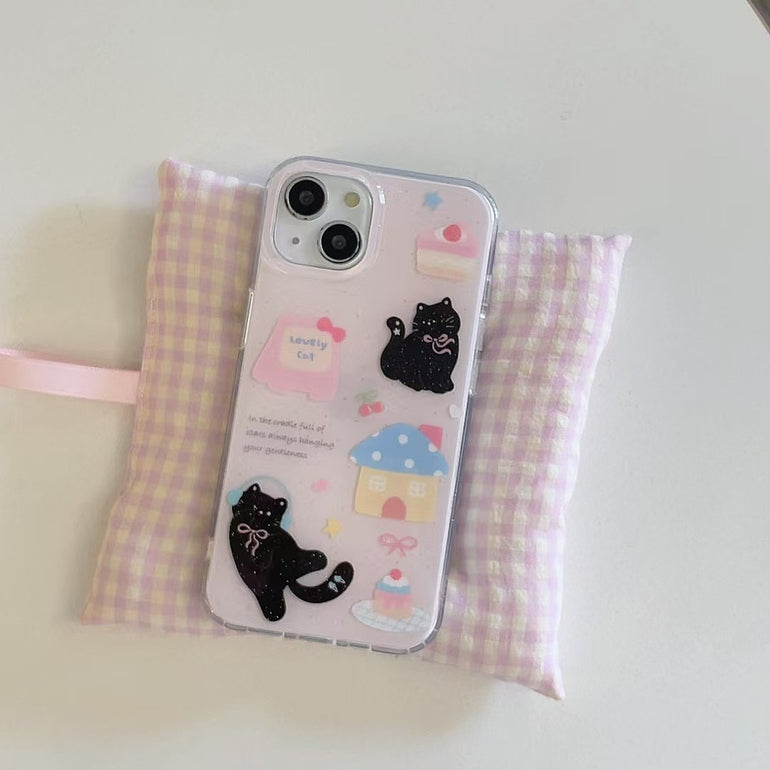 Kitten With Bow Silicon Case For iPhone With Cute Charm