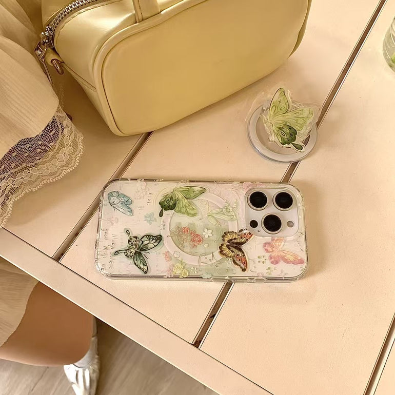 Lucky Butterflies Magsafe Silicon Case For iPhone With Magsafe Holder