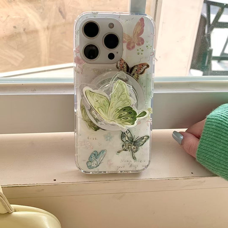 Lucky Butterflies Magsafe Silicon Case For iPhone With Magsafe Holder
