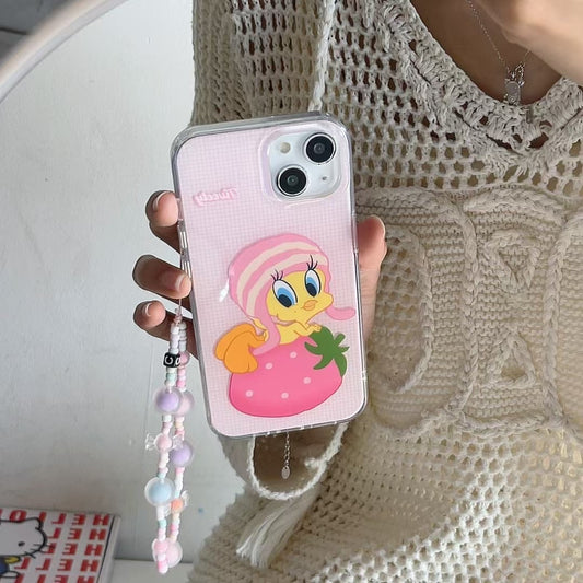 Tweety Duck Silicon Case For iPhone With Candy Charm