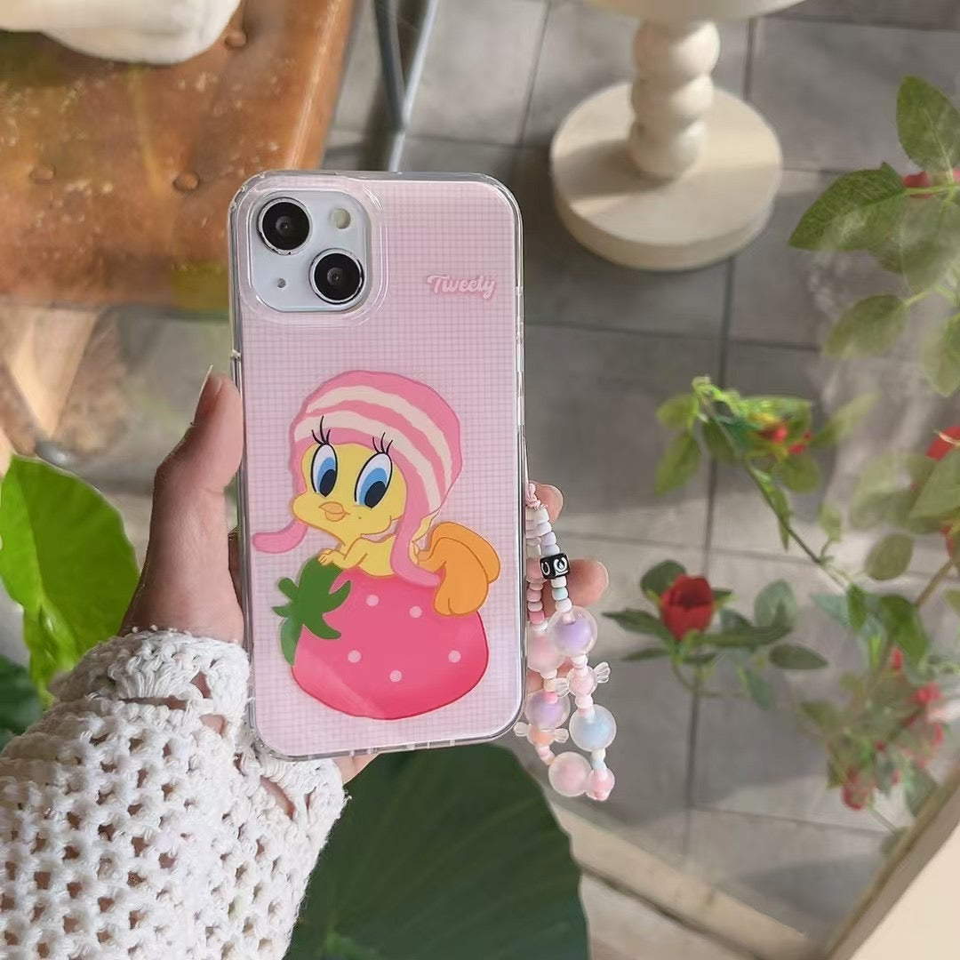 Tweety Duck Silicon Case For iPhone With Candy Charm