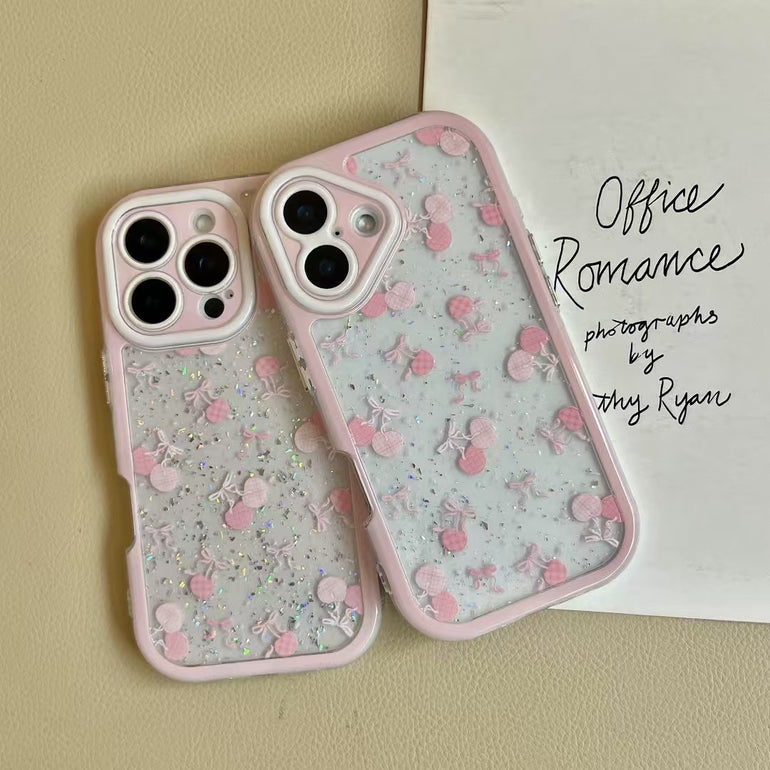 Transparent Cherry Bow Designer iPhone Case