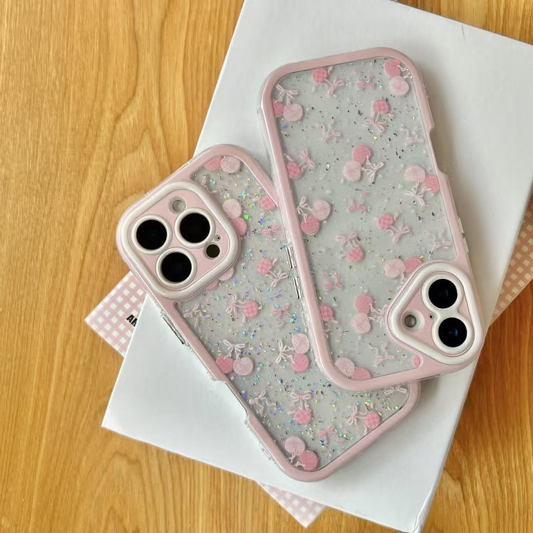Transparent Cherry Bow Designer iPhone Case