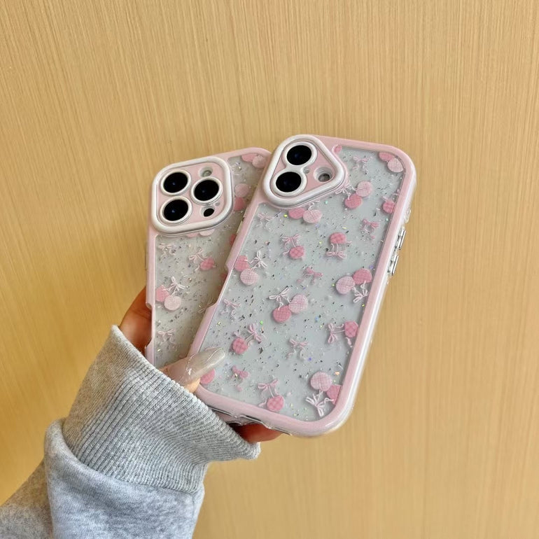 Transparent Cherry Bow Designer iPhone Case