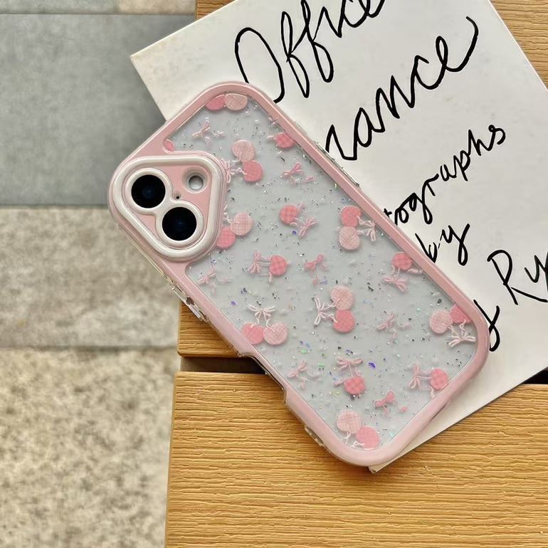 Transparent Cherry Bow Designer iPhone Case