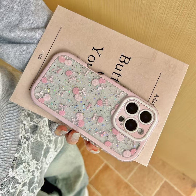 Transparent Cherry Bow Designer iPhone Case