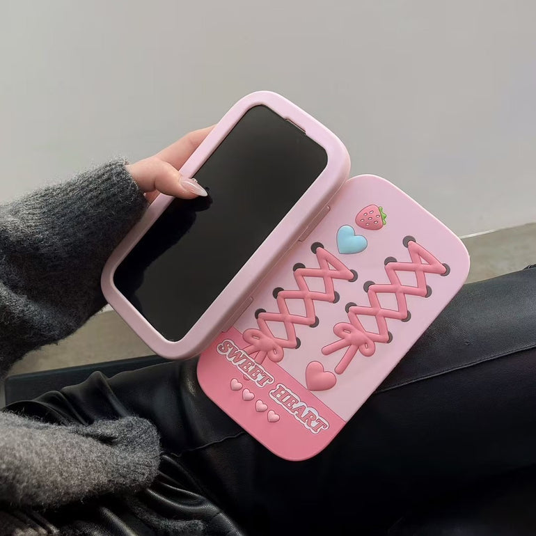 Sweet Heart ! Flip Mirror Case For iPhone
