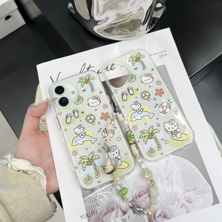 Kitty On Beach Designer Case For iPhone With Charm