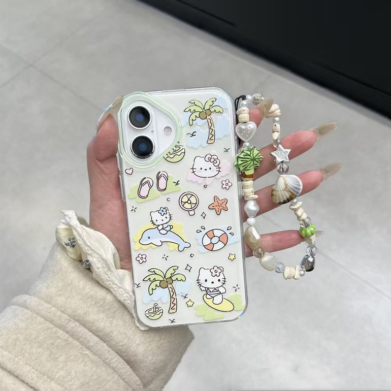 Kitty On Beach Designer Case For iPhone With Charm