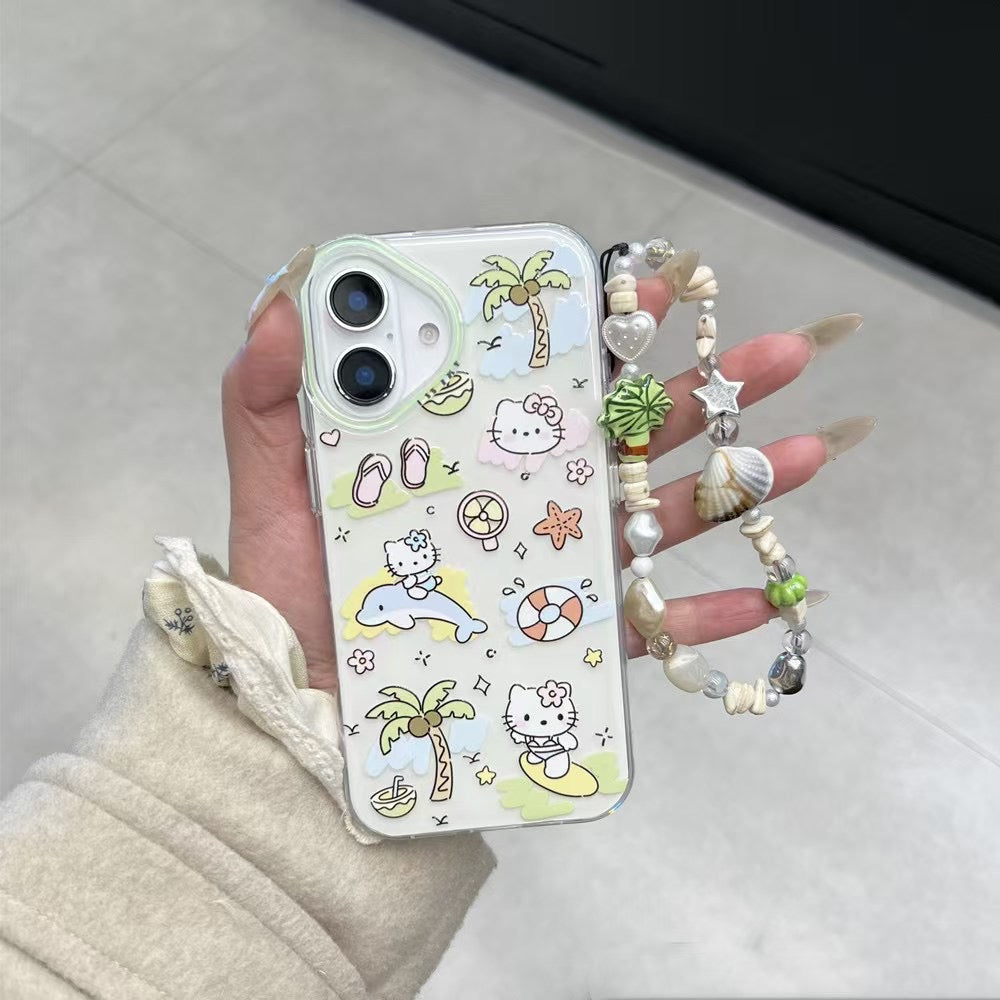 Kitty On Beach Designer Case For iPhone With Charm