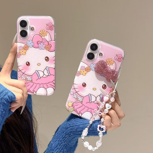 Kitty Blushing Designer Case For iPhone With Charm