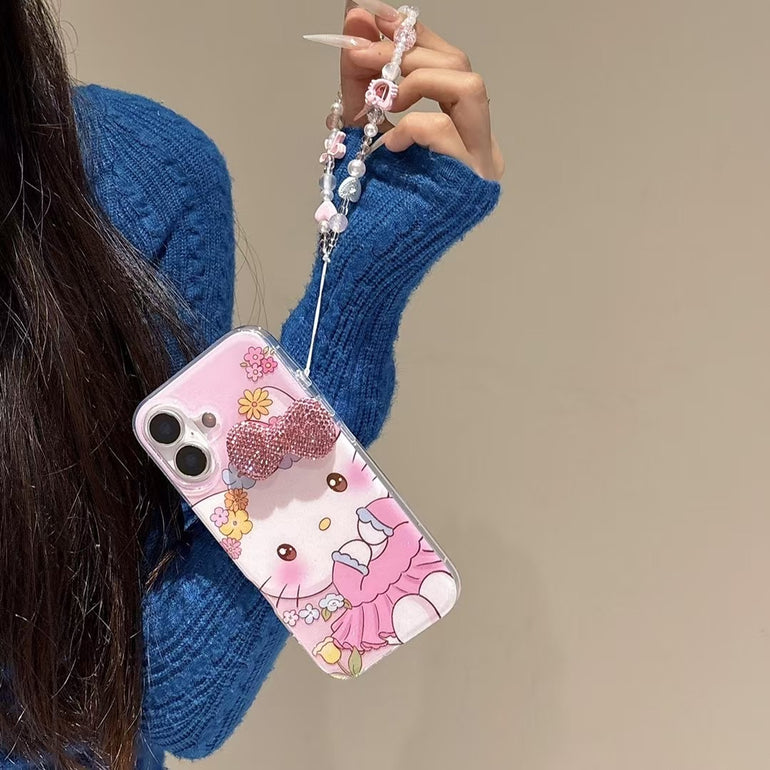 Kitty Blushing Designer Case For iPhone With Charm