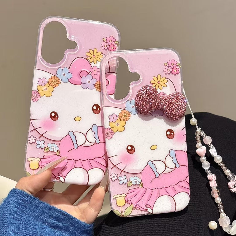 Kitty Blushing Designer Case For iPhone With Charm