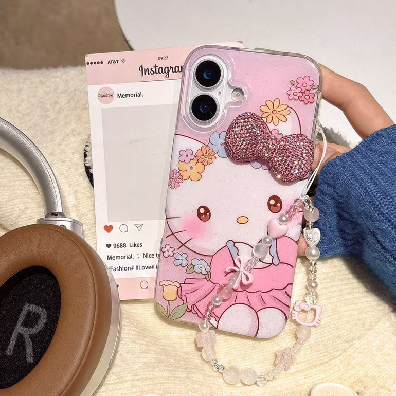 Kitty Blushing Designer Case For iPhone With Charm