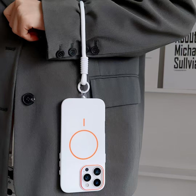 Solid Color Magsafe Case For iPhone With Rope Holder