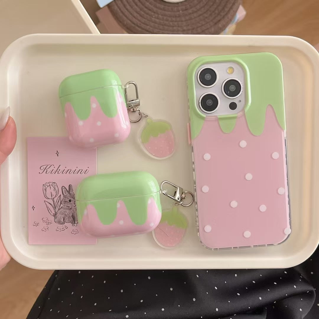 Strawberry Silicon iPhone Case With Strawberry Charm