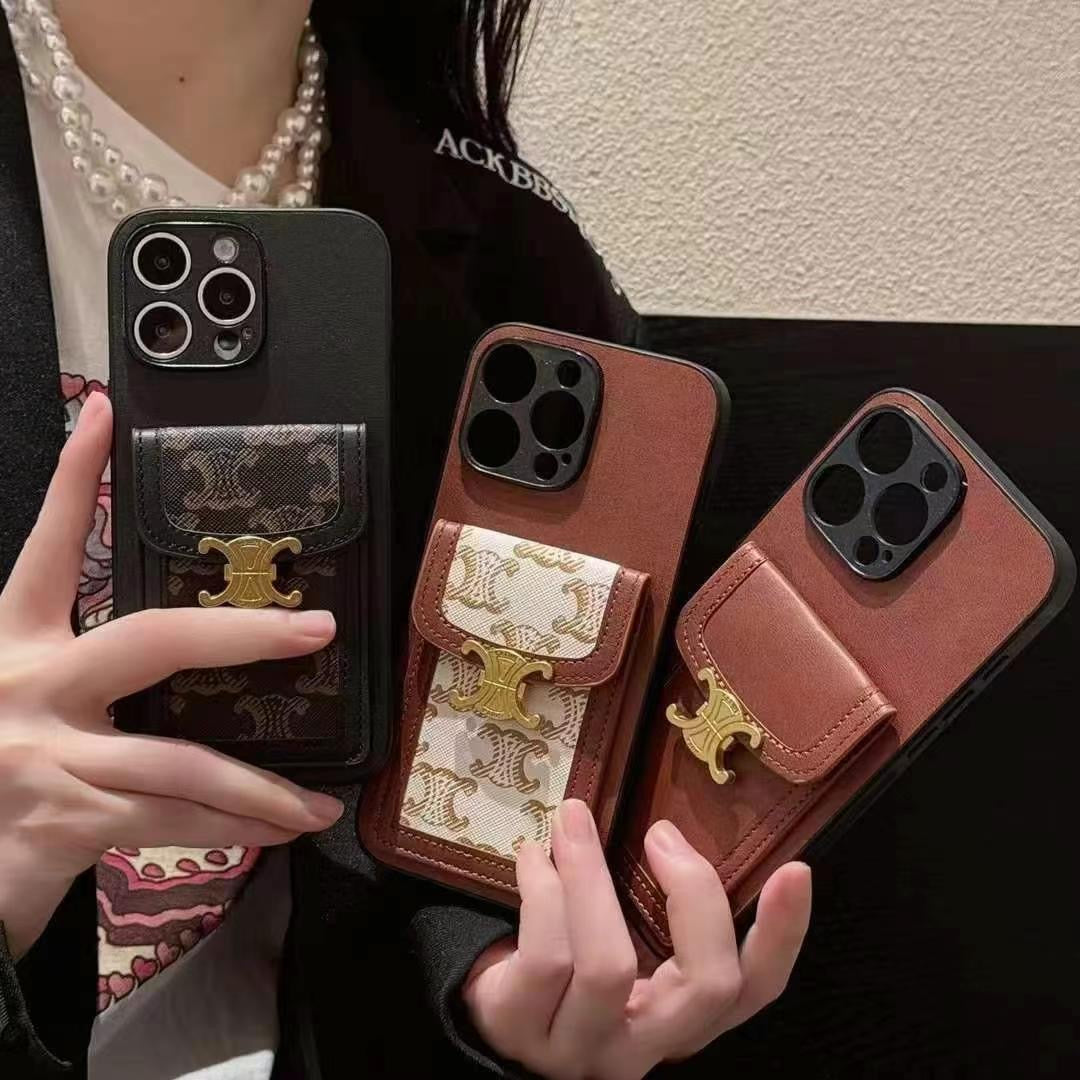 Luxury Branded Leather Wallet Case For iPhone