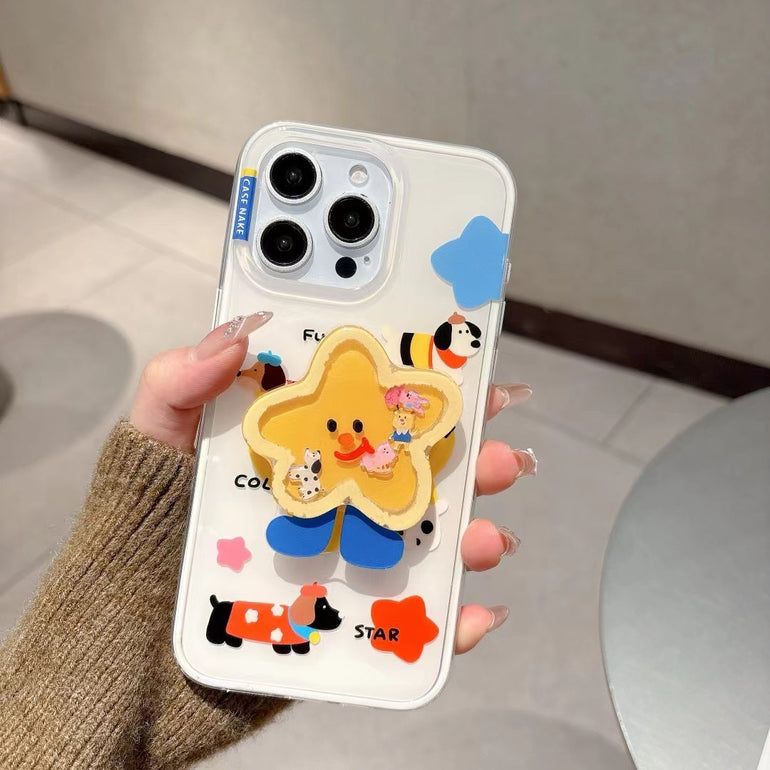 Funny Puppy Silicon Case For iPhone With Star Holder