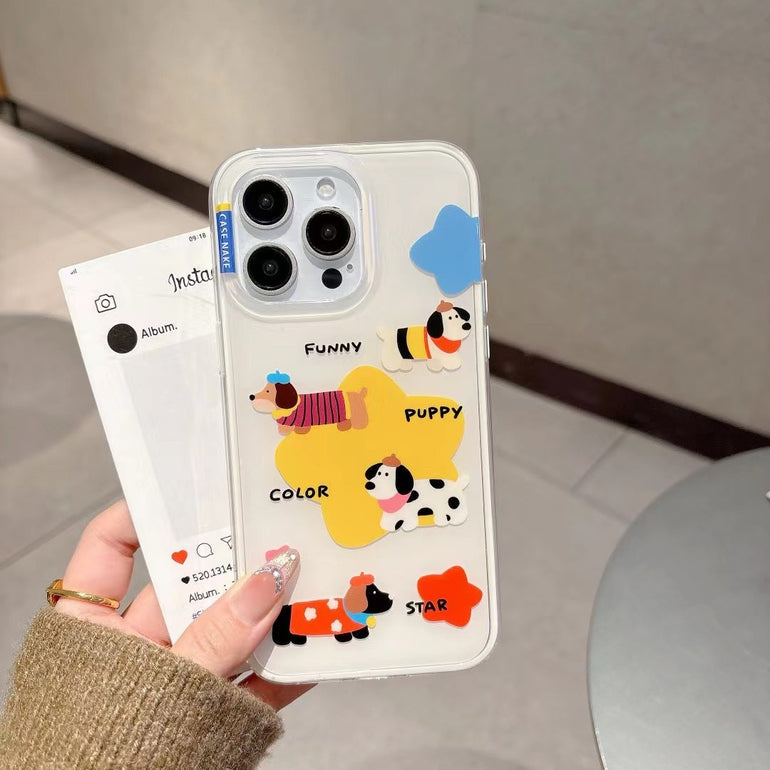 Funny Puppy Silicon Case For iPhone With Star Holder