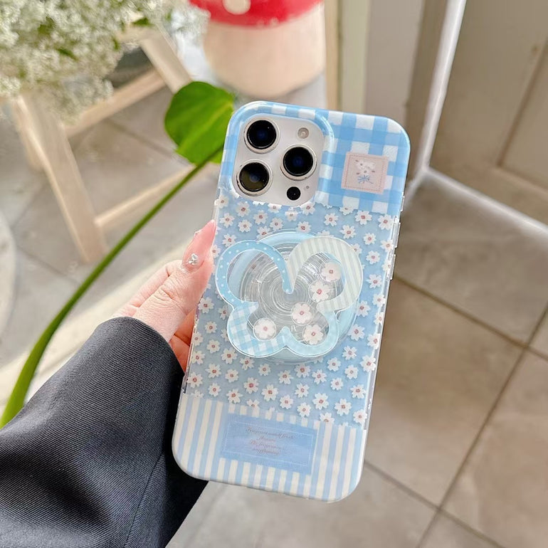 Flower Pattern Designer Magsafe iPhone Case With Butterfly Magsafe Holder