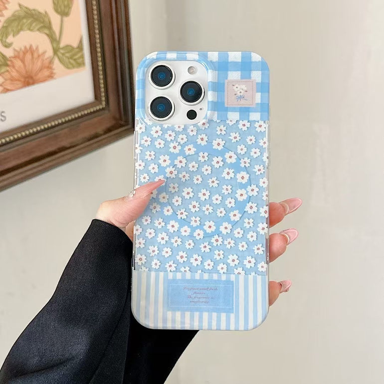 Flower Pattern Designer Magsafe iPhone Case With Butterfly Magsafe Holder