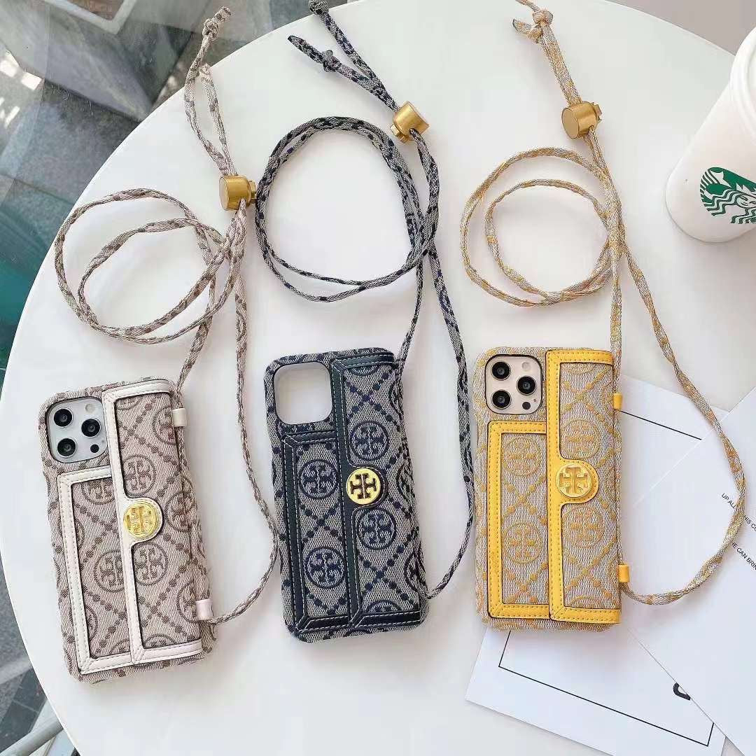 Luxury Branded Wallet Style Case for iPhone With Sling Holder