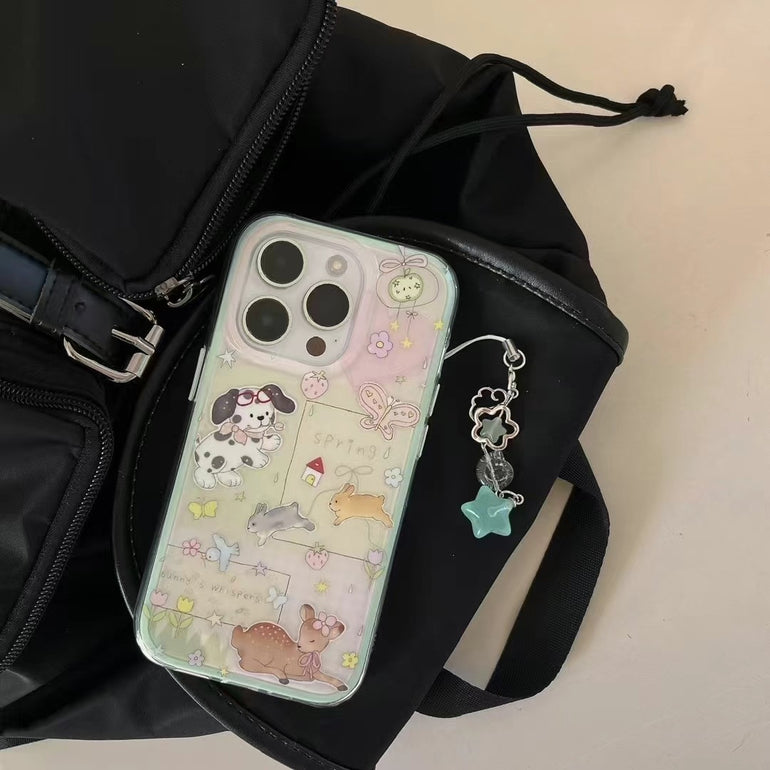 Bunny's Whispers Silicon Case For iPhone With Charm