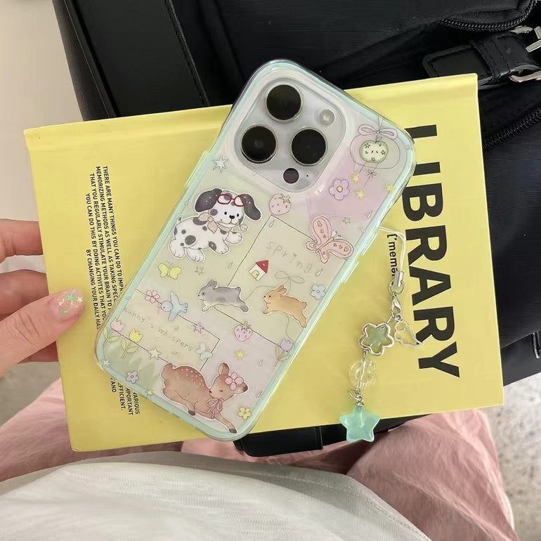 Bunny's Whispers Silicon Case For iPhone With Charm