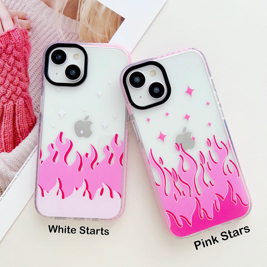 Pink Flames Y2K Designer Impact Proof Case for iPhone
