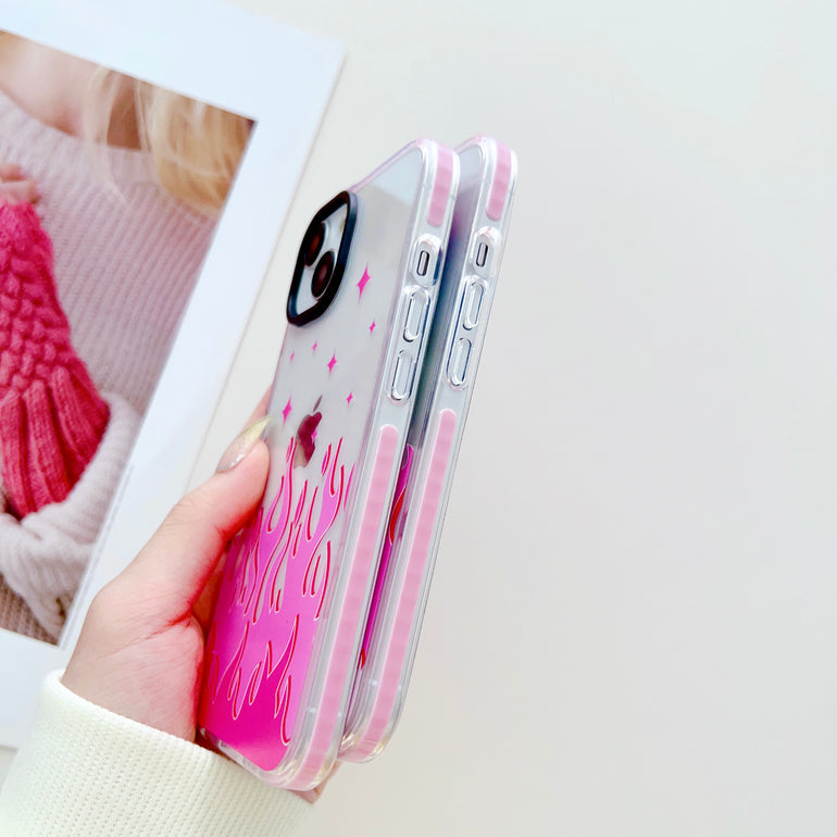 Pink Flames Y2K Designer Impact Proof Case for iPhone