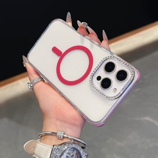 Silicon Magsafe Designer Case For iPhone With Diamond Camera Bumper