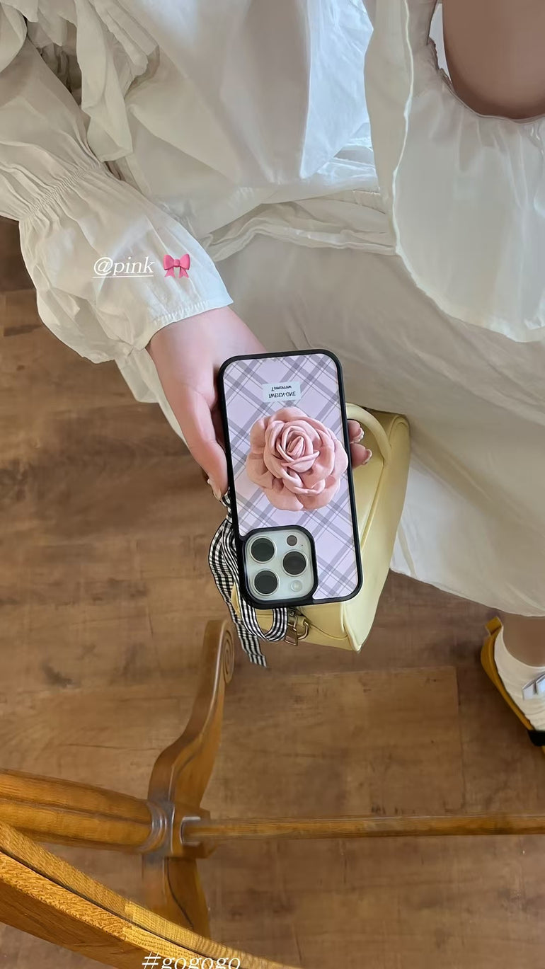 Rose On Check Designer Case For iPhone