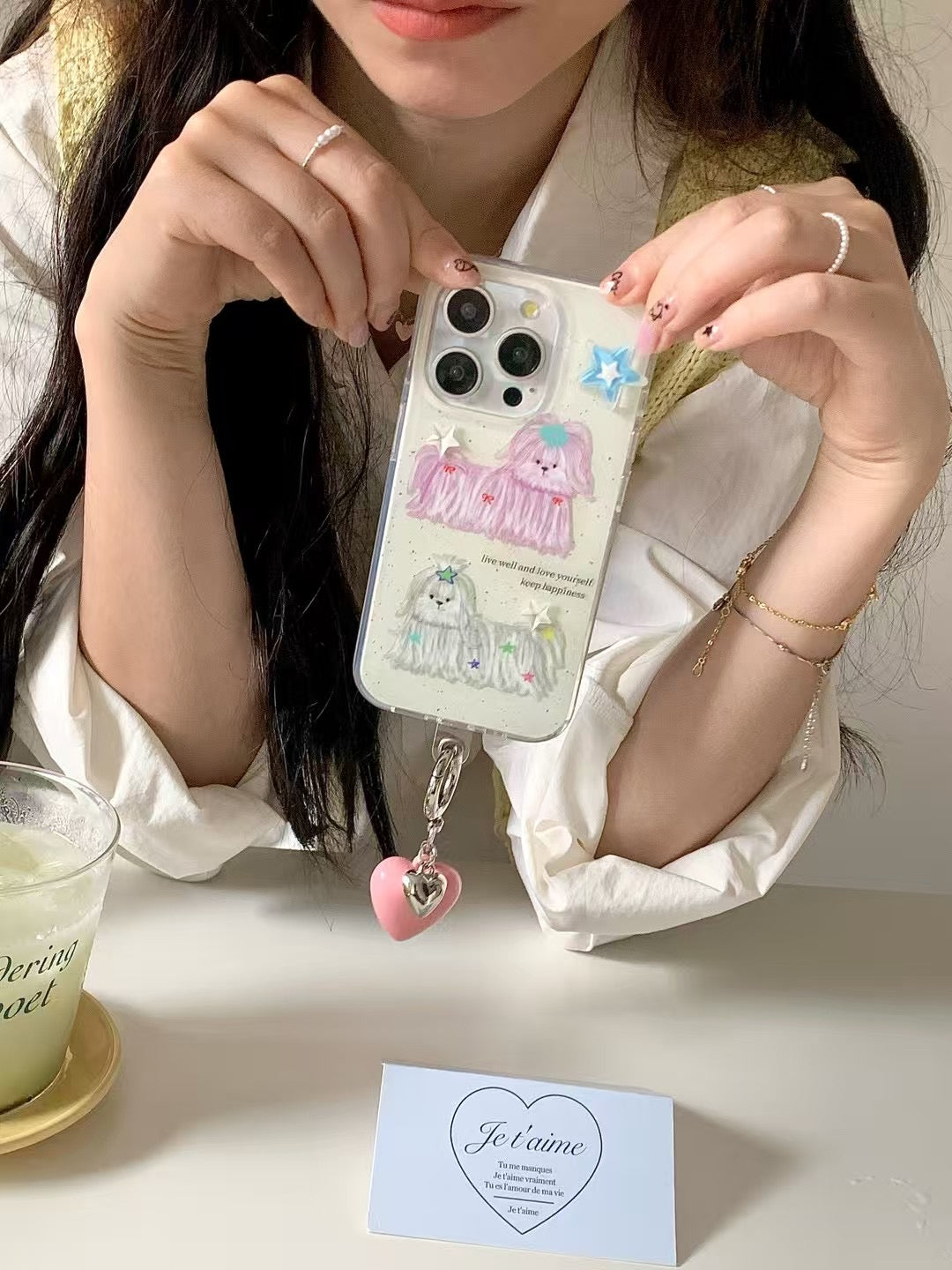 Keep Happiness Silicon Case For iPhone With Heart Charm