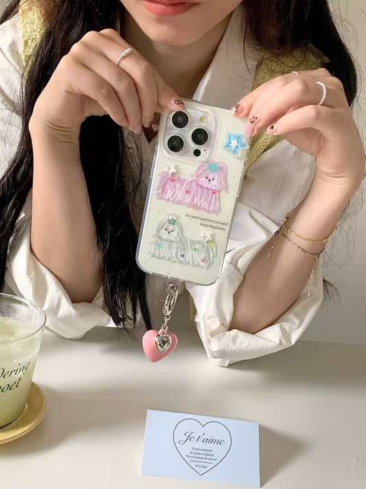 Keep Happiness Silicon Case For iPhone With Heart Charm