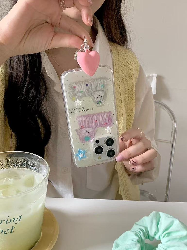 Keep Happiness Silicon Case For iPhone With Heart Charm