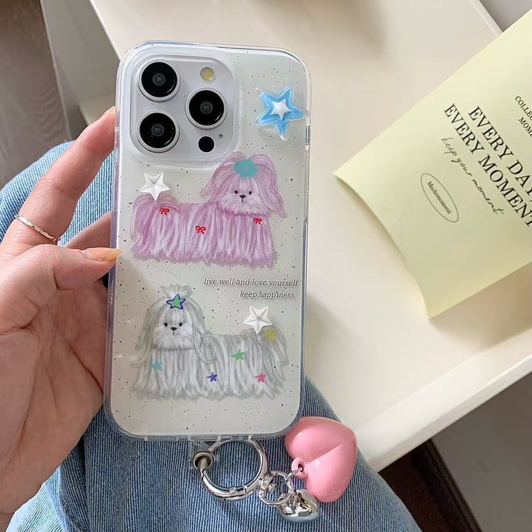 Keep Happiness Silicon Case For iPhone With Heart Charm