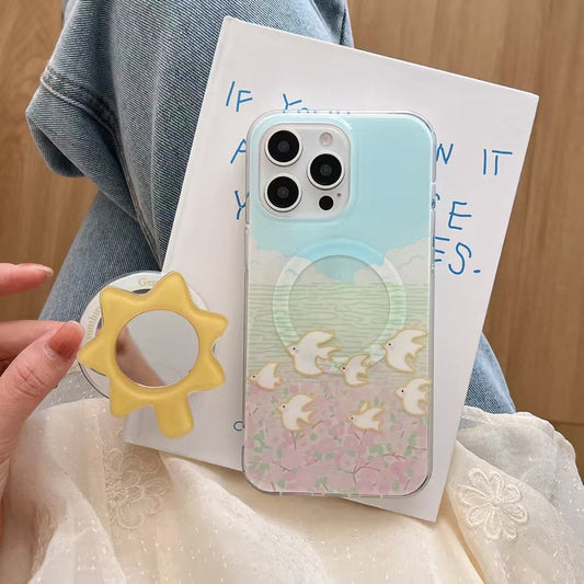 Flying Birds Silicon Magsafe iPhone Case With Sun Magsafe Holder