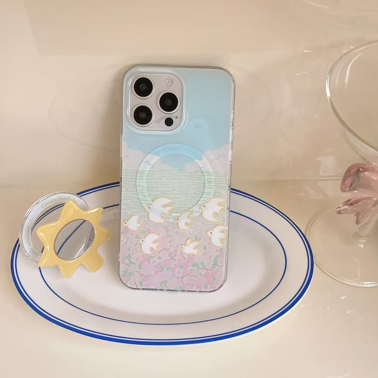 Flying Birds Silicon Magsafe iPhone Case With Sun Magsafe Holder