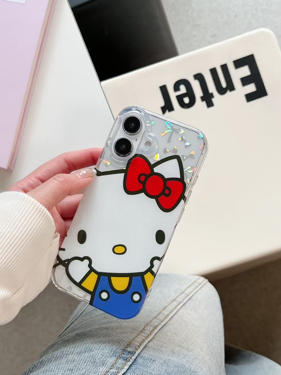 Kitty Holographic Bow Silicon Case For iPhone