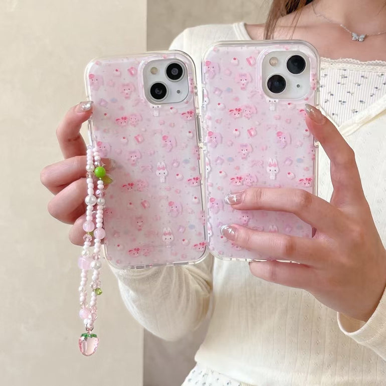 Cute Cartoon Silicon Case For iPhone With Charm
