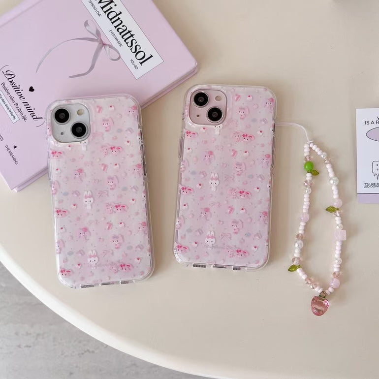 Cute Cartoon Silicon Case For iPhone With Charm