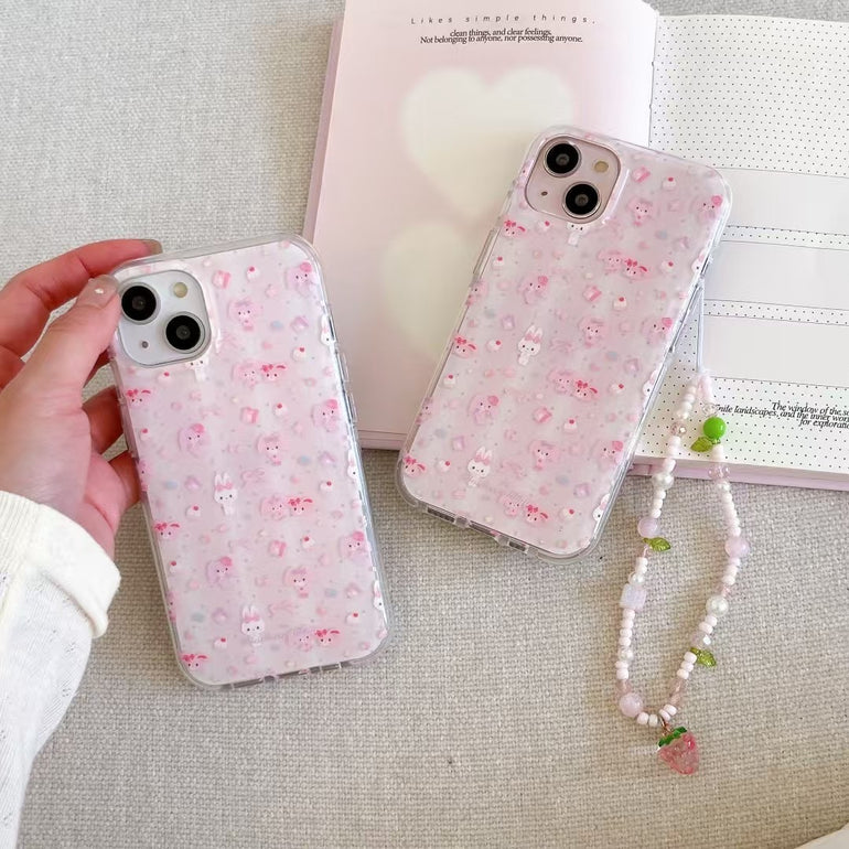Cute Cartoon Silicon Case For iPhone With Charm