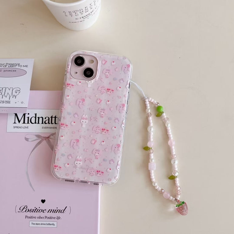 Cute Cartoon Silicon Case For iPhone With Charm