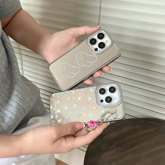 Angel Butterflies Mirror Case For iPhone With Charm