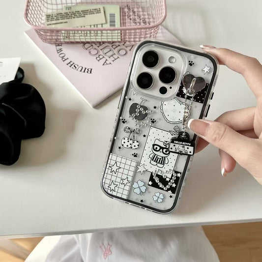 Kitty's Sticker Silicon Case For iPhone With Kitty Charm