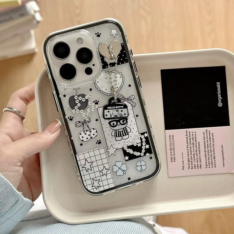 Kitty's Sticker Silicon Case For iPhone With Kitty Charm