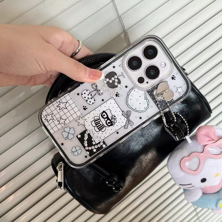 Kitty's Sticker Silicon Case For iPhone With Kitty Charm