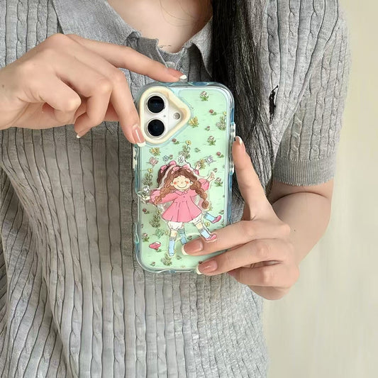Happy Girl Silicon Case For iPhone With Girl Holder